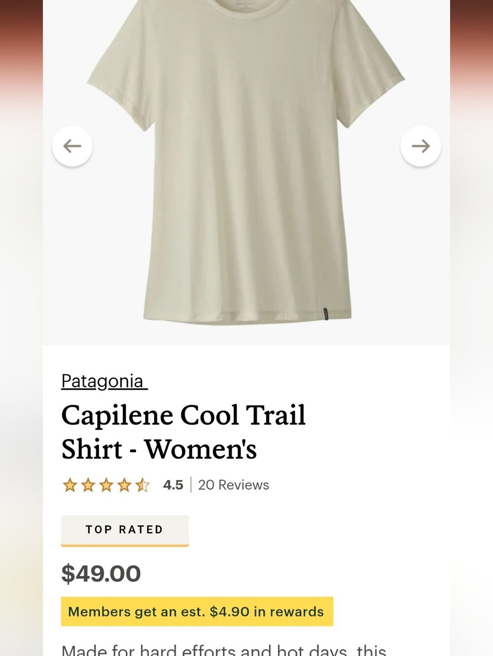 NWOT PATAGONIA HIKING SHIRT